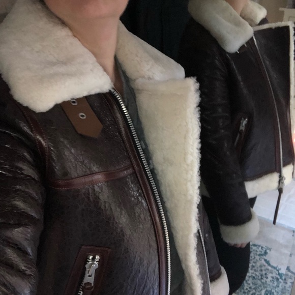 AllSaints Leather Shearling Jacket - Picture 14 of 15